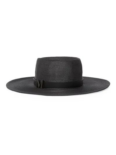 Max Mara Women's Musette Raffia Hat In Black
