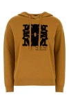 Max Mara Sphinx Jacquard Hooded Sweatshirt With Graphic Print In Yellow