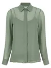 Max Mara Silk Sheer Button-front Shirt In Green
