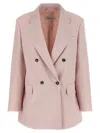 Max Mara Ombrosa Double Breasted Wool Blazer Jackets Rose In Pink