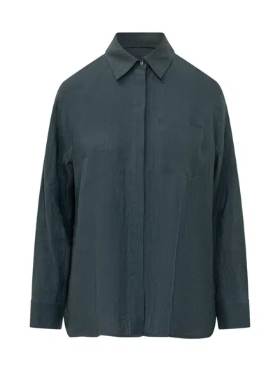 Max Mara Navy Blue Regular Solid Shirt