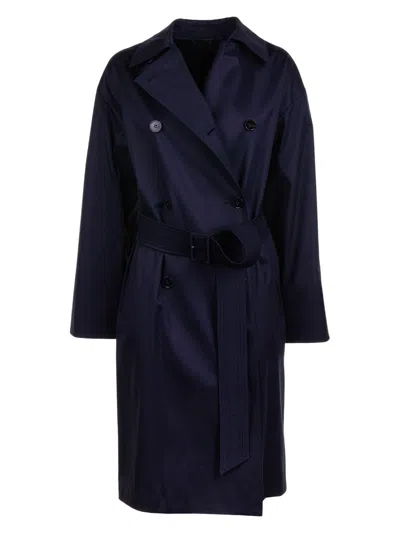 Max Mara Women's Navy Cotton Gabardine Trench