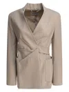 Max Mara Single-breasted Blazer With Unique Wrap-style Design In Beige