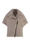 Max Mara Asymmetrical Vegan Fur Jacket For Women In Sand