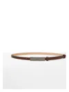 Max Mara Leather Belt With Logo Plate In Bronze