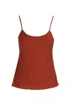 Max Mara Scoop Neck Sleeveless Top With Spaghetti Straps In Orange