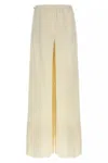 Max Mara Elastic Waistband Lightweight Wide Leg Trousers In White