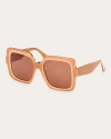 Max Mara Women's Ernest Oversized Square-frame Orange And Amber Brown Acetate Sunglasses