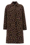 Max Mara 'animal Print Collared Neck Coat' In Brown