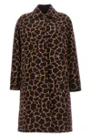 Max Mara 'animal Print Collared Neck Coat' In Brown