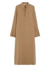 Max Mara Button-cuff Silk Dress In Brown