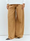 Max Mara Women Oversized Stretch Cotton Pants In Brown