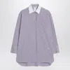 Max Mara Oversized Violet Striped Shirt In Poplin In Blue