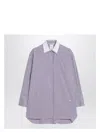 Max Mara Oversized Violet Striped Shirt In Poplin