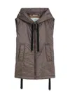 Max Mara Women's Padded Hooded Gilet In Water Repellent Canvas In Brown