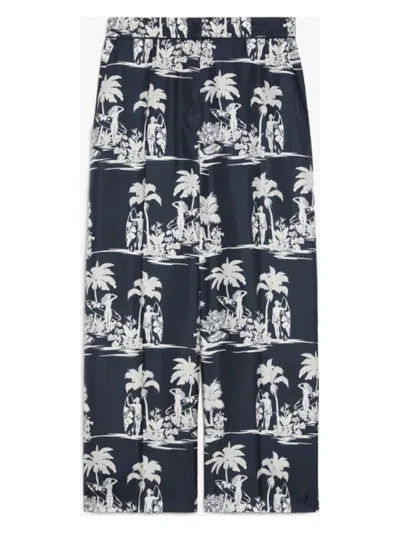 MAX MARA WOMEN'S PAGLIE LONG TROUSER NAVY | SIZE 48 | 2516131061600001