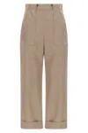 Max Mara Relaxed Fit High-waisted Sand Trousers In Cream