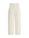 Max Mara Ivory Cotton Wide Trousers In White