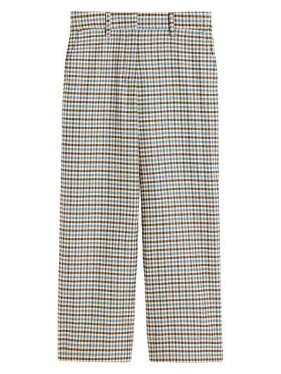 Max Mara Women's Patterned Wool And Cotton Trousers In White