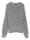 Max Mara Metallic Open-knit Crewneck Sweater In Gray