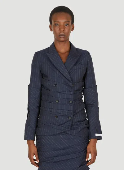 Max Mara Women Pinstripe Ruched Blazer In Blue