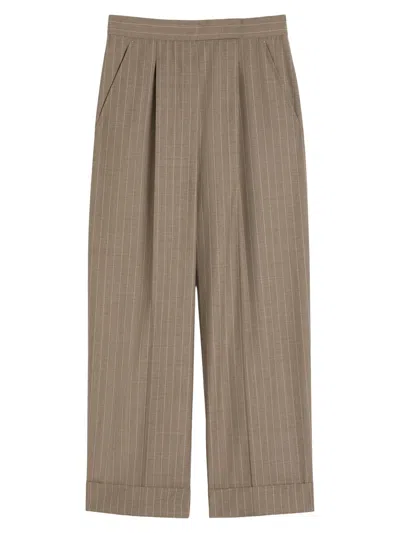 Max Mara Women's Pinstripe Wool Trousers In Brown