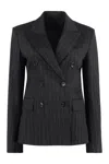 MAX MARA WOMEN'S PINSTRIPED DOUBLE-BREASTED BLAZER FOR FW23 IN GREY