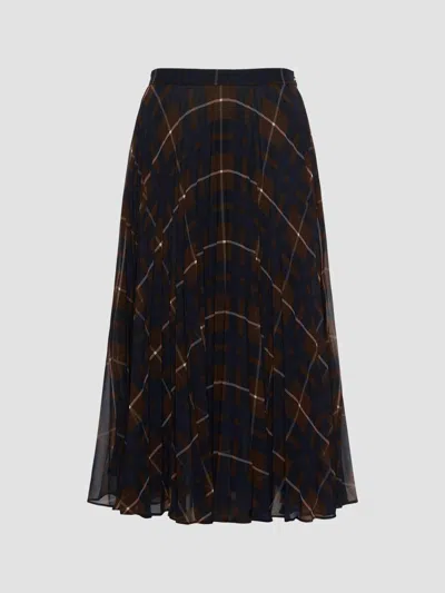 Max Mara Women's Plisse Pleated Georgette Blend Skirt In Blue Brown