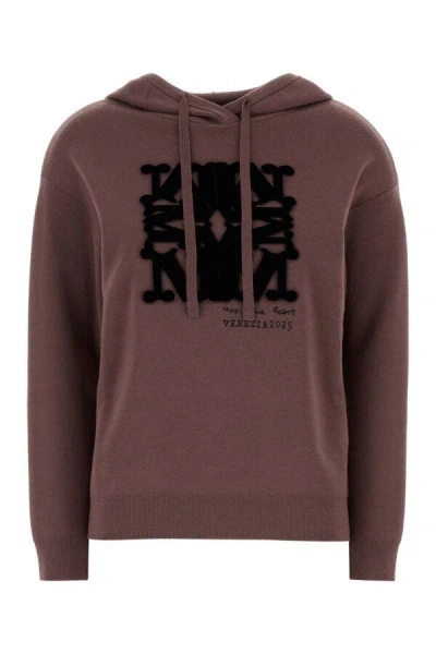 Max Mara Graphic Print Wool Sfinge Sweatshirt In Purple