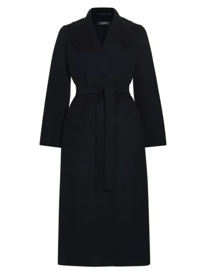 Max Mara Women's Poldo Wool Belted Coat In Midnight Blue