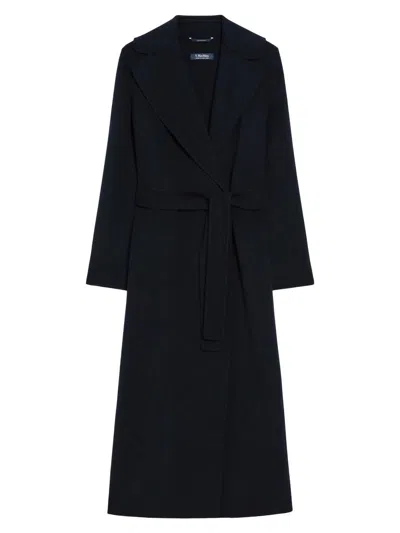 Max Mara Women's Poldo Wool Belted Wrap Coat In Black