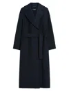 Max Mara Long Wool And Alpaca Coat In Blue