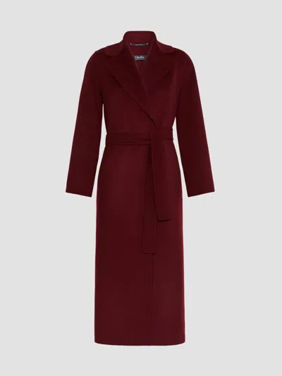 Max Mara Women's Poldo Wool Belted Wrap Coat In Burgundy