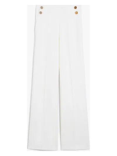 MAX MARA WOMEN'S POLONIA LONG TROUSER WHITE | SIZE 42 | 2511131031600001