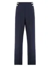 Max Mara High Waist Straight Leg Trousers With Front Pleats In Blue