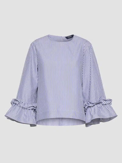 MAX MARA WOMEN'S POPLIN BLOUSE WITH RUFFLES AND FLOUNCES