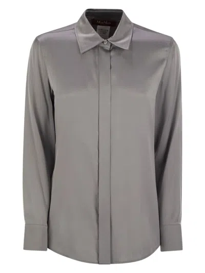 Max Mara Women's Powder Blue Stretch Satin Baden Shirt