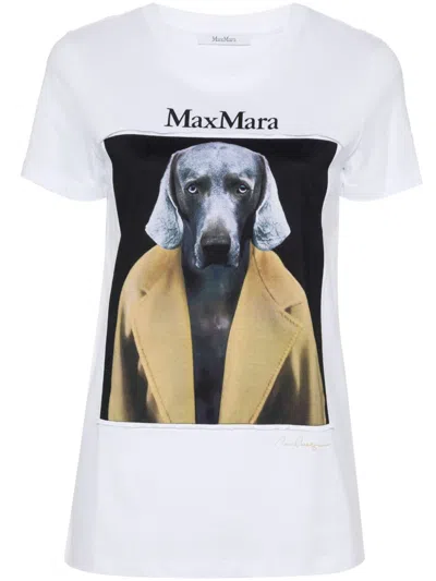 Max Mara Women Printed Cotton T-shirt In Brown