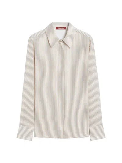 Max Mara Printed Crepe De Chine Shirt In Neutral