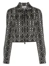 Max Mara Black Tony Monogram-pattern Cropped Jacket In White