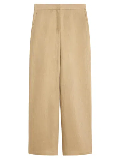 Max Mara Women's Pure Linen Canvas Trousers In Brown