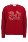 Max Mara Logo Embellished Crewneck Jumper In Red