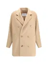 Max Mara Rebus Double-breasted Wool And Cashmere Coat In Neutral