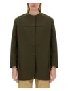Max Mara Shirt-style Round-collar Casual Jacket In Military Green