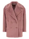 Max Mara Cappotto Slam In Eco Pelliccia Rosa Donna