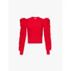 Max Mara Womens Red Genero Frilled-panels Knitted Jumper In Red