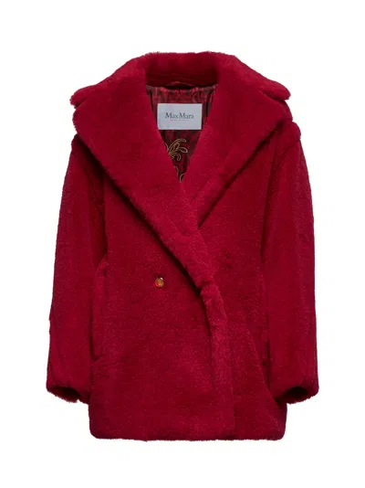 Max Mara Women Red Short Teddy Bear Icon Coat