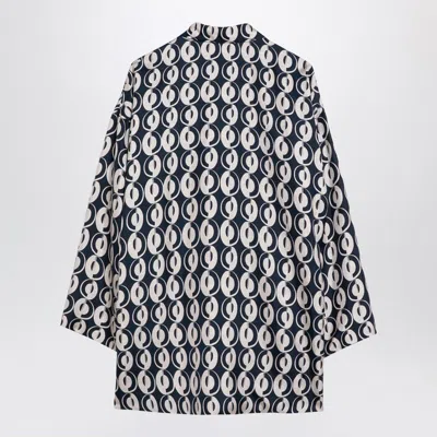 Max Mara Women's Reversible Patterned Silk Blouse Shirt In Blue