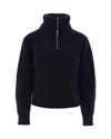 Max Mara Ribbed-knit Half-zip Sweater In Blu