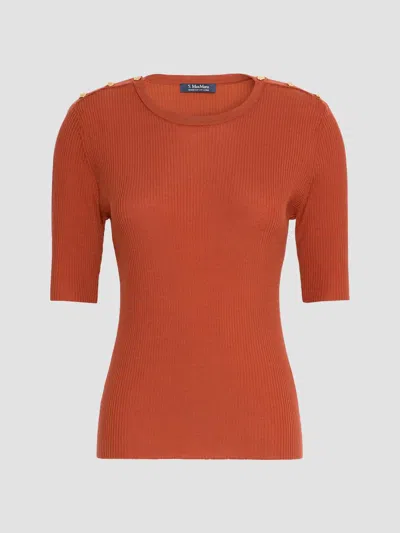 Max Mara Women's Ribbed Woollen Yarn Jumper In Orange